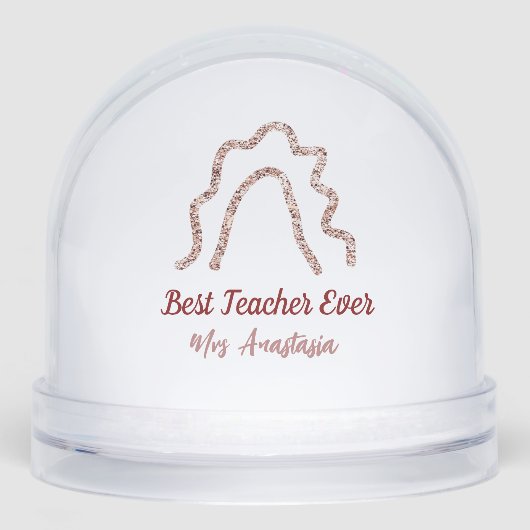 Peach marron glitter rainbow teacher appreciation  schneekugeln (Vorderseite)