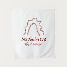 Peach marron glitter rainbow teacher appreciation  wandteppich