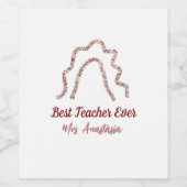 Peach marron glitter rainbow teacher appreciation  weinetikett (Einzelnes Label)