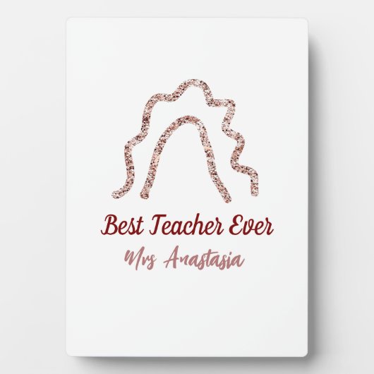 Peach marron Glitzer Regenbogenlehrer Wertschätzun Fotoplatte (Vorderseite)