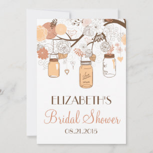 Peach Mason Jars Bridal Dusche Einladung