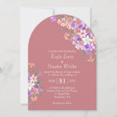 Peach, Mauve, Lilac Boho Rose Garden Wedding Einladung (Vorderseite)