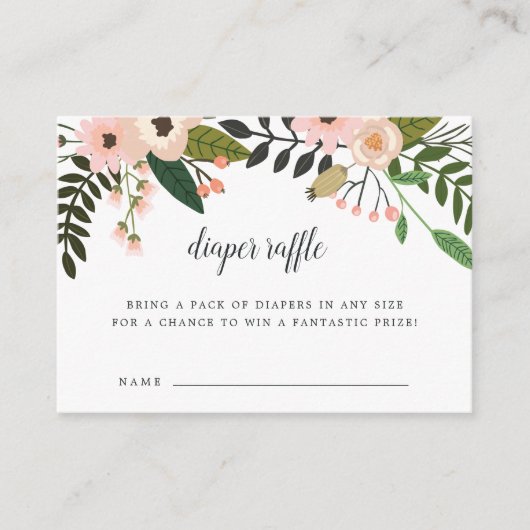 Peach Meadow Baby Showdusche Windeln Raffelkarten Begleitkarte (Vorderseite)