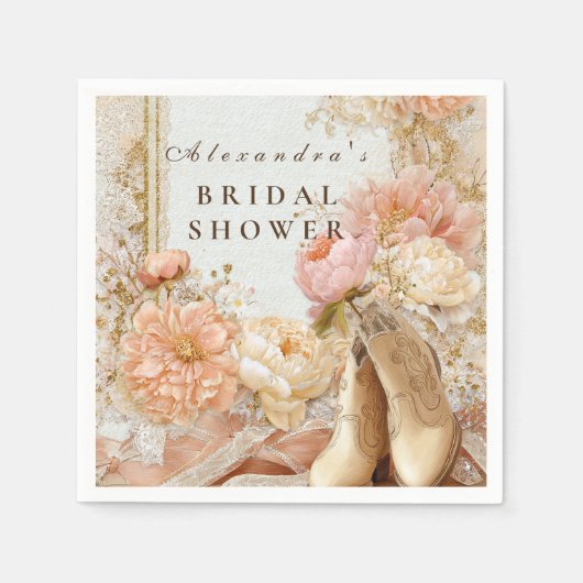Peach Meadow Boots Bridal Shower Serviette (Vorderseite)