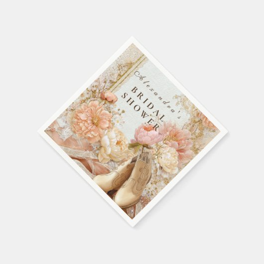 Peach Meadow Boots Bridal Shower Serviette (Ecke)
