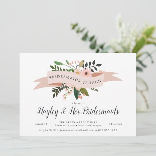 Peach Meadow | Bridesmaids Einladung (Stehend Vorderseite)