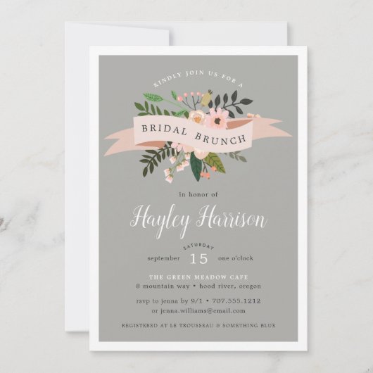 Peach Meadow | Einladung von Bridal Brunch (Vorderseite)