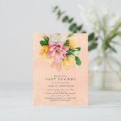 Peach Meadow Floral Baby Shower Einladung Postkarte (Stehend Vorderseite)