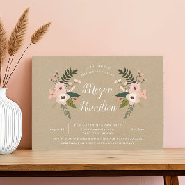 Peach Meadow Kraft Kinderdusche Einladung