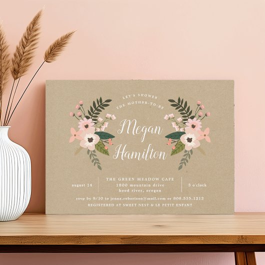 Peach Meadow Kraft Kinderdusche Einladung