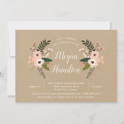 Peach Meadow Kraft Kinderdusche Einladung (Vorderseite)