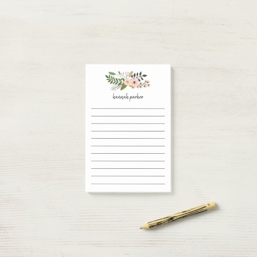 Peach Meadow| Personalisiert Linde Post-it Klebezettel (Auf Schreibtisch)