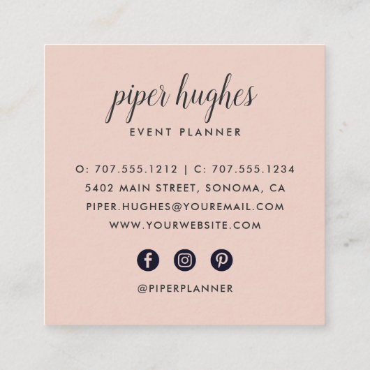 Peach Meadow Quadratische Visitenkarte (Rückseite)