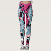 Peach Melba Splash Dragon Tattoo auf Pink Leggings (Vorderseite)