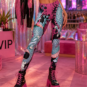 Peach Melba Splash Dragon Tattoo auf Pink Leggings