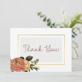 Peach Mimosa Blooms Blumenhochzeit Dankeskarte (Stehend Vorderseite)