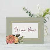 Peach Mimosa Blooms Blumenhochzeit Dankeskarte (Stehend Vorderseite)