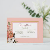 Peach Mimosa Blooms Blumenhochzeit Empfang Begleitkarte (Stehend Vorderseite)