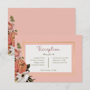 Peach Mimosa Blooms Blumenhochzeit Empfang Begleitkarte