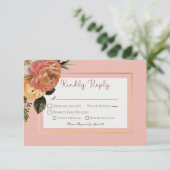Peach Mimosa Blooms Blumenhochzeit RSVP Karte (Stehend Vorderseite)