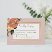 Peach Mimosa Blooms Blumenhochzeit RSVP Karte (Stehend Vorderseite)