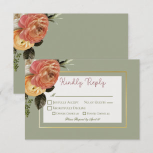 Peach Mimosa Blooms Blumenhochzeit RSVP Karte