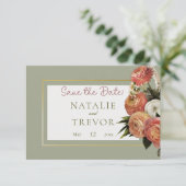 Peach Mimosa Blooms Blumenhochzeit Save The Date (Stehend Vorderseite)