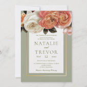 Peach Mimosa Blooms Blumenzagen Hochzeit Einladung (Vorderseite)