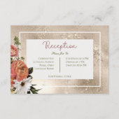 Peach Mimosa Blooms Floral Gold Empfang Begleitkarte (Vorderseite)