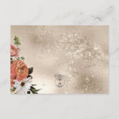 Peach Mimosa Blooms Floral Gold Empfang Begleitkarte (Rückseite)