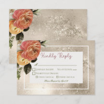 Peach Mimosa Blooms Floral Gold Hochzeit