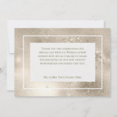 Peach Mimosa Blooms Gold Floral Wedding Dankeskarte (Rückseite)