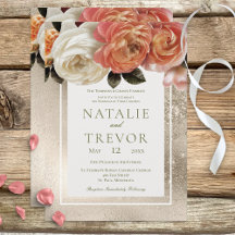 Peach Mimosa Blooms Gold Floral Wedding