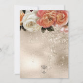 Peach Mimosa Blooms Gold Floral Wedding Einladung (Rückseite)