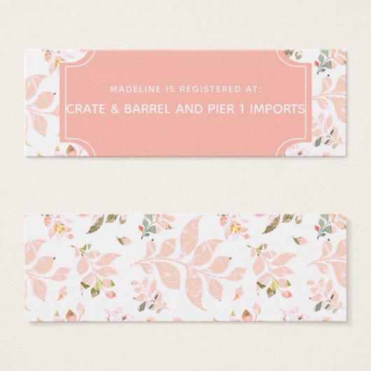 Peach & Mini Brautparty Registrierungskarte einfüg (Vorne & Hinten)