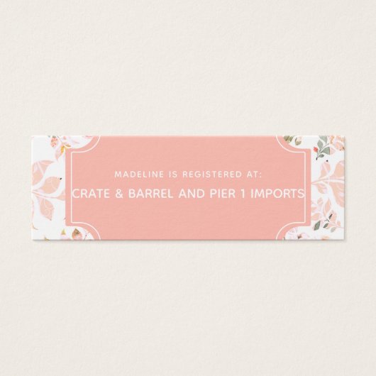 Peach & Mini Brautparty Registrierungskarte einfüg (Vorderseite)