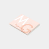 Peach Minimal Clean Modernes großes Monogramm Post-it Klebezettel (angewinkelt)