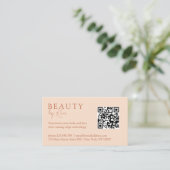 Peach, Minimal, elegant, Salon, QR-Code Terminkarte (Stehend Vorderseite)
