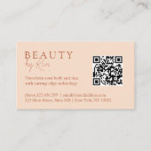 Peach, Minimal, elegant, Salon, QR-Code Terminkarte (Vorderseite)