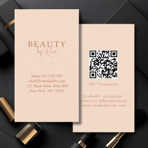 Peach Minimal Elegant, Salon QR Code Visitenkarte