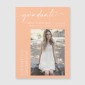 Peach Minimal Script Foto Graduate Magnet (Vorderseite)