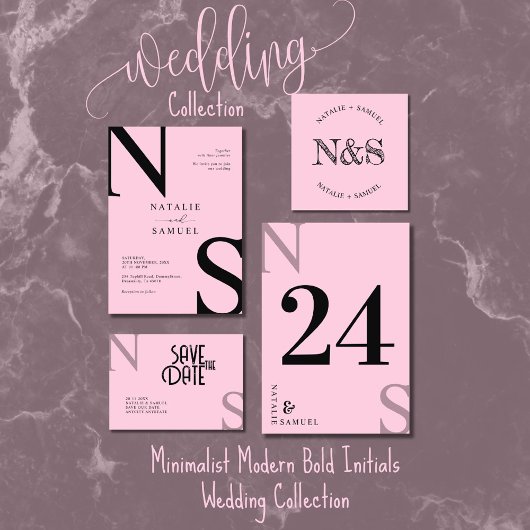 Peach Minimalistisch Bold Initials Wedding Program