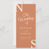 Peach Minimalistisch Bold Initials Wedding Program (Vorderseite)