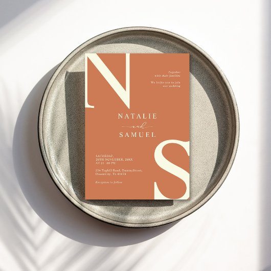 Peach Minimalistisch & elegant kühne Initialen Hoc Einladung