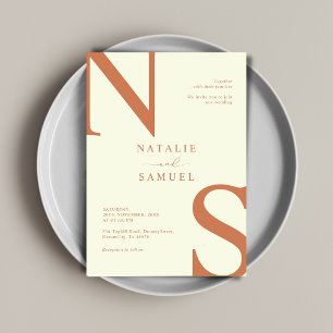 Peach Minimalistisch & elegant kühne Initialen Hoc Einladung