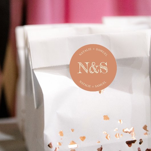 Peach Minimalistisch & elegant kühne Initialen Hoc Runder Aufkleber