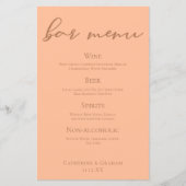 Peach Minimalistisch Script Summer Wedding Bar Men (Vorderseite)