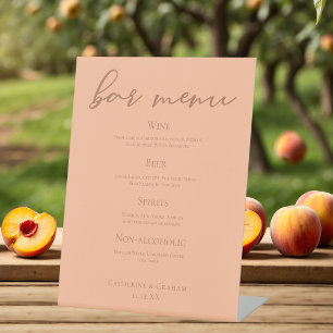 Peach Minimalistisch Script Summer Wedding Bar Men Sockelschild