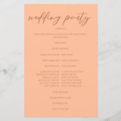 Peach Minimalistisch Script Summer Wedding Program (Rückseite)