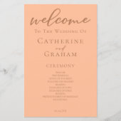 Peach Minimalistisch Script Summer Wedding Program (Vorderseite)